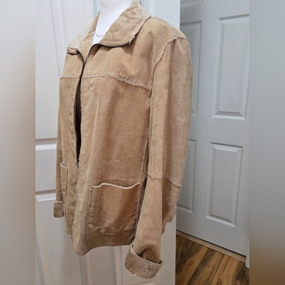 Winlit Women's Suede Jacket, Tan, Size L - Picture 7 of 14